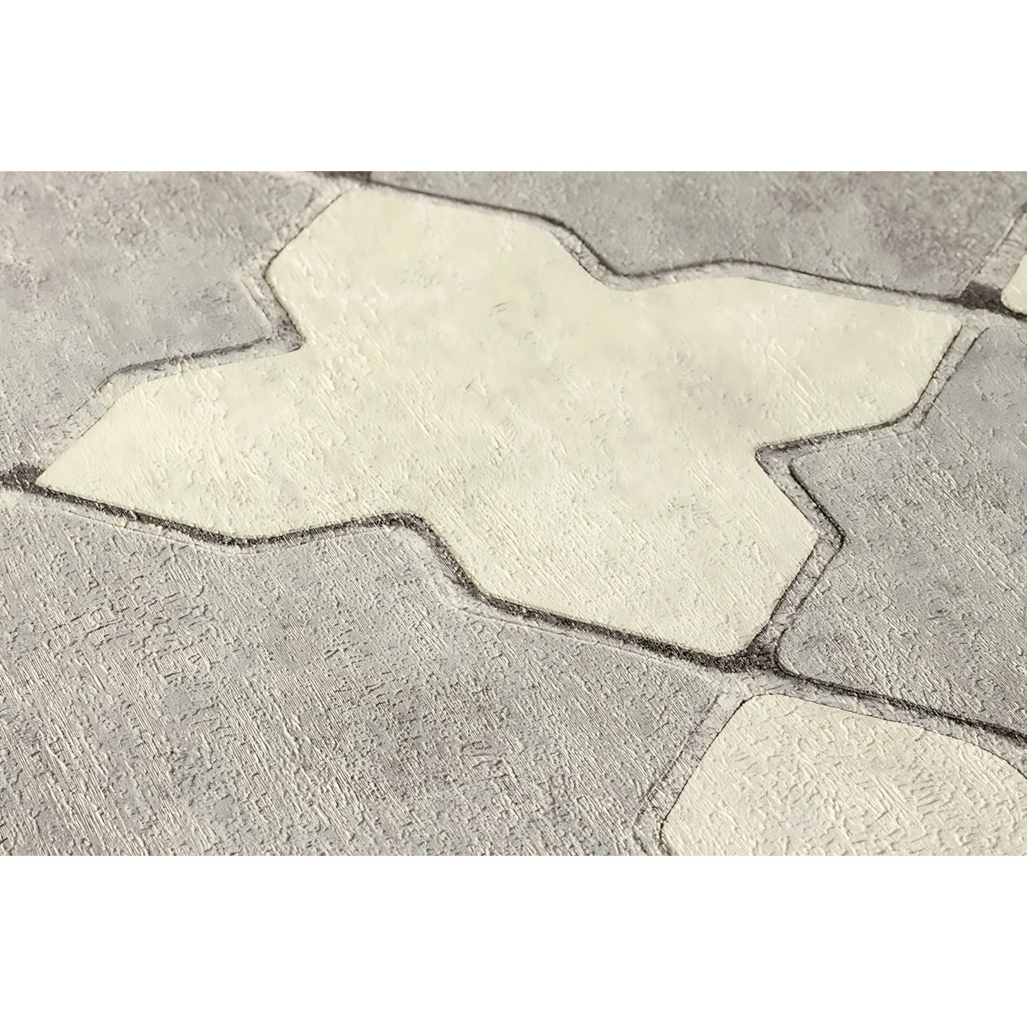 Grafik Tapete Geometrisch Grau/Creme, PROFHOME Vliestapete mit Muster.