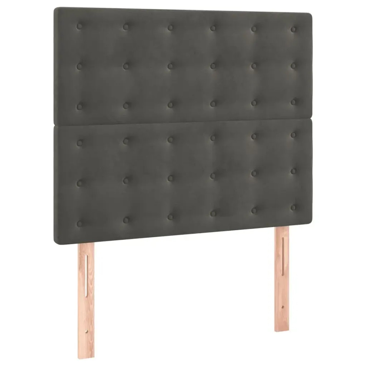 Dunkelgraues Boxspringbett 80x200 cm mit Samtbezug und gestepptem Kopfteil.