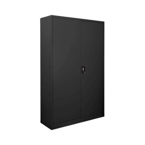 PROREGAL Flügeltürenschrank ELEPHANT Mit 2 Türen Abschließbar HxBxT 180x120x40cm 4 Ebenen Stahl Pulverbeschichtet Schwarz Spind Aktenschrank