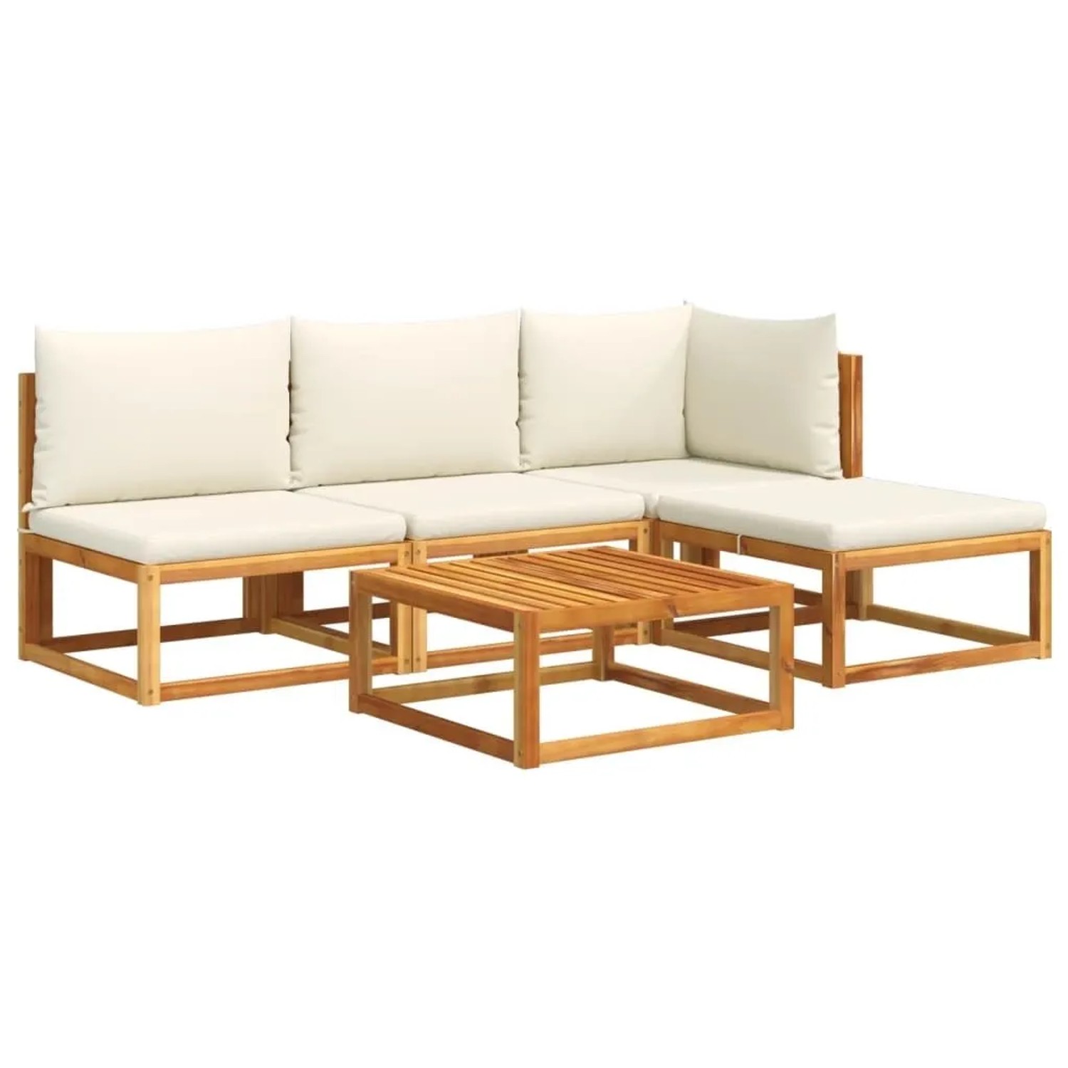 vidaXL 5-Tlg Gartensofa-Set mit Kissen Holz Akazie & Seil 3278848