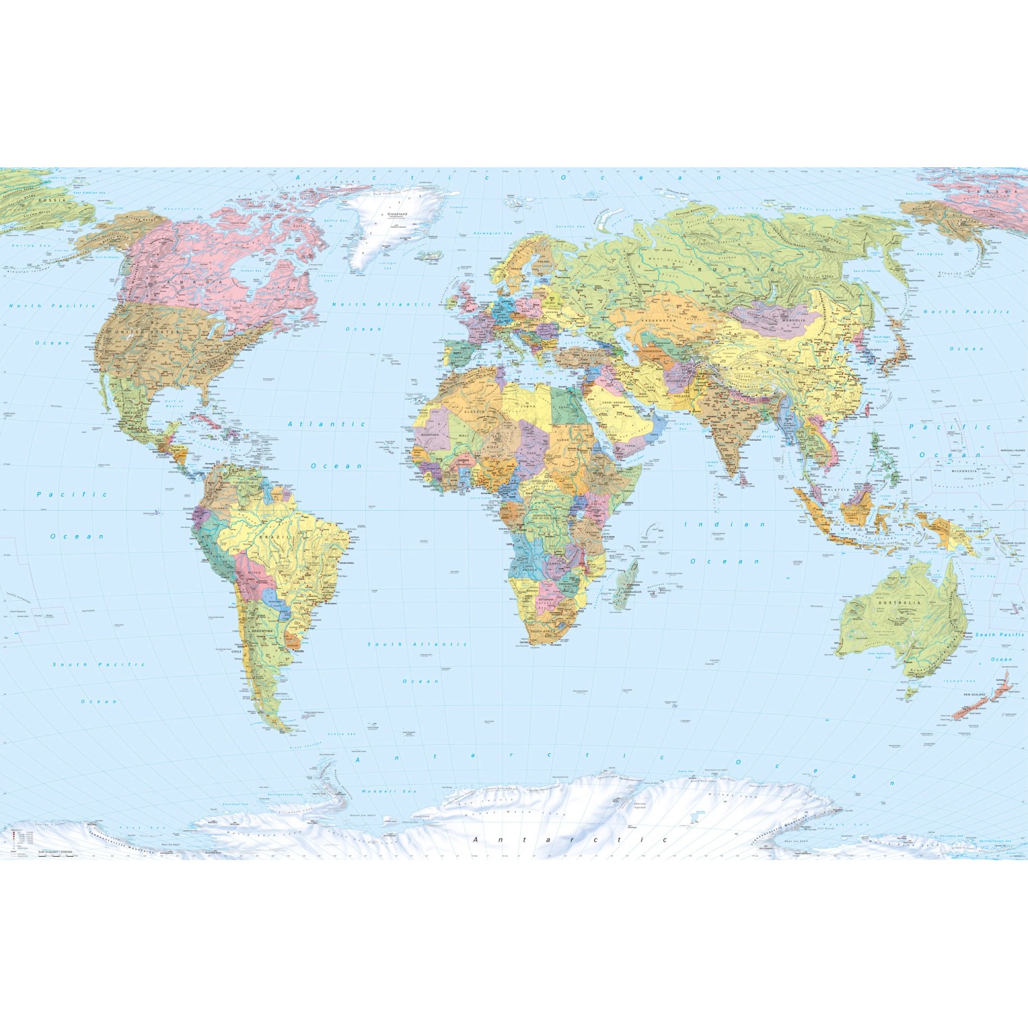Komar Fototapete Vlies World Map 368 cm x 248 cm FSC® FSC®