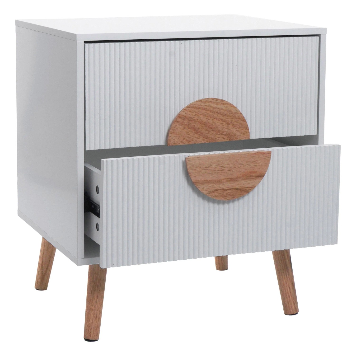 Mcw Nachttisch N89 3D-Design Schublade Melamin Holz 55x48x41cm Weiß