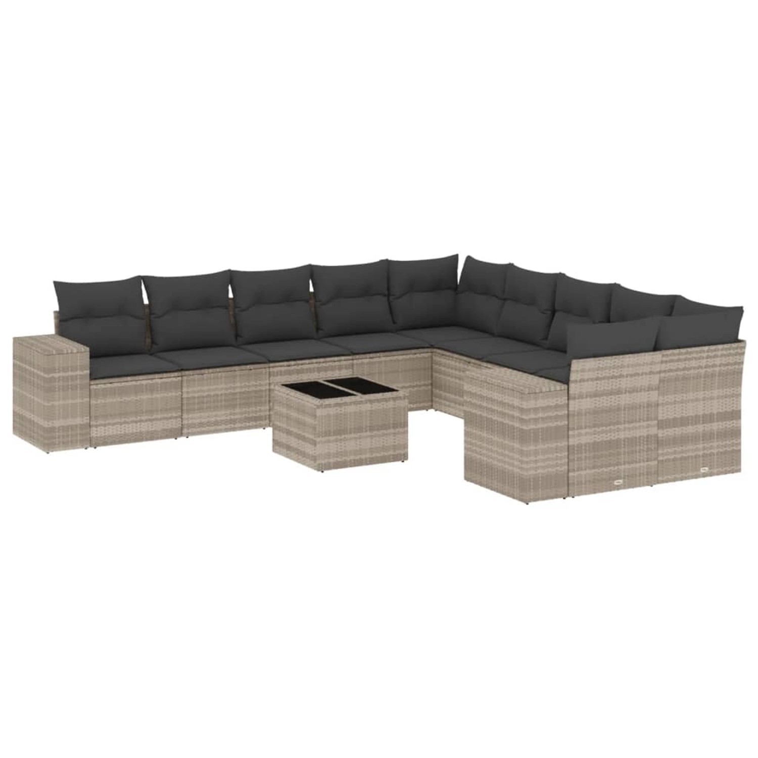 vidaXL 11-Tlg Garten-Sofagarnitur mit Kissen Hellgrau Poly Rattan 3255459 günstig online kaufen