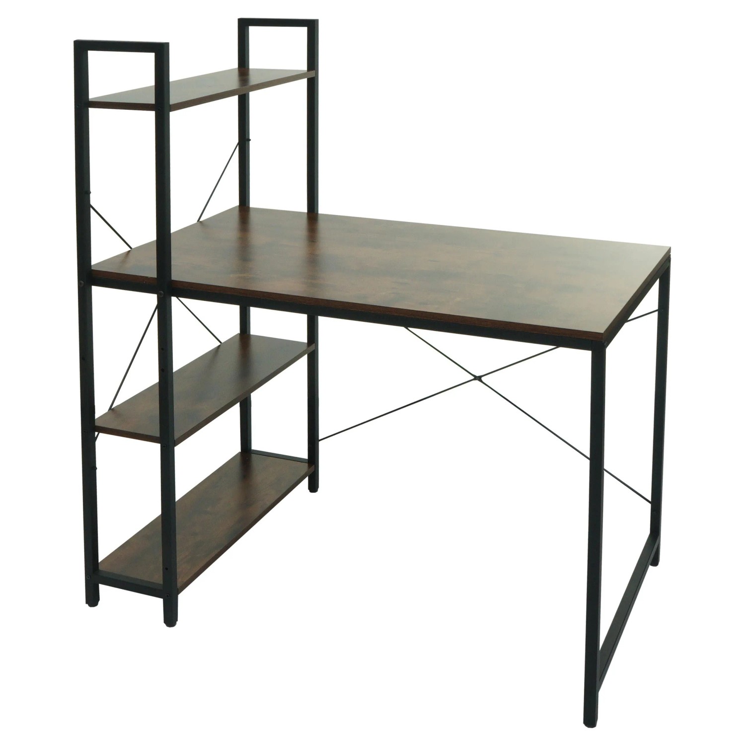 Proregal Schreibtisch Mit Regal HxBxT 120x100x60 cm Metall Mdf Braun Laptop günstig online kaufen