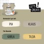 CREATE! by OBI Wandfarbe Fred Salbeibeige, matte Premium-Farbe mit Farbbeispielen.