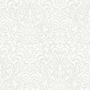 Elegante, weiße Vliestapete mit Barock Ornament Muster für Wohn- und Schlafzimmer.