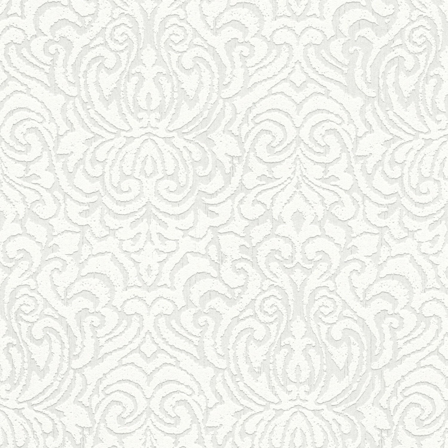 Bricoflor Ornament Tapete Elegant Textil Vliestapete mit Barock Muster in Weiß Grau Edle Vlies Textiltapete Ideal für Sc