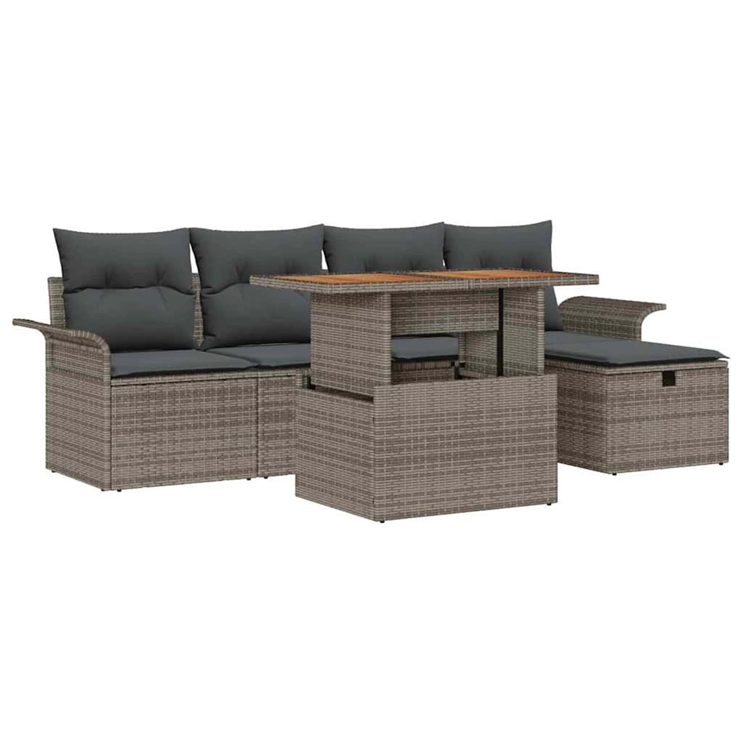 vidaXL Garten-Sofa-Set Höhenverstellbar 6-Tlg Grau Poly Rattan 3361237 günstig online kaufen