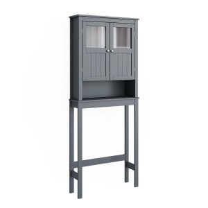 Vicco Toilettenschrank Bianco Grau, Badregal mit Stauraum über der Toilette.