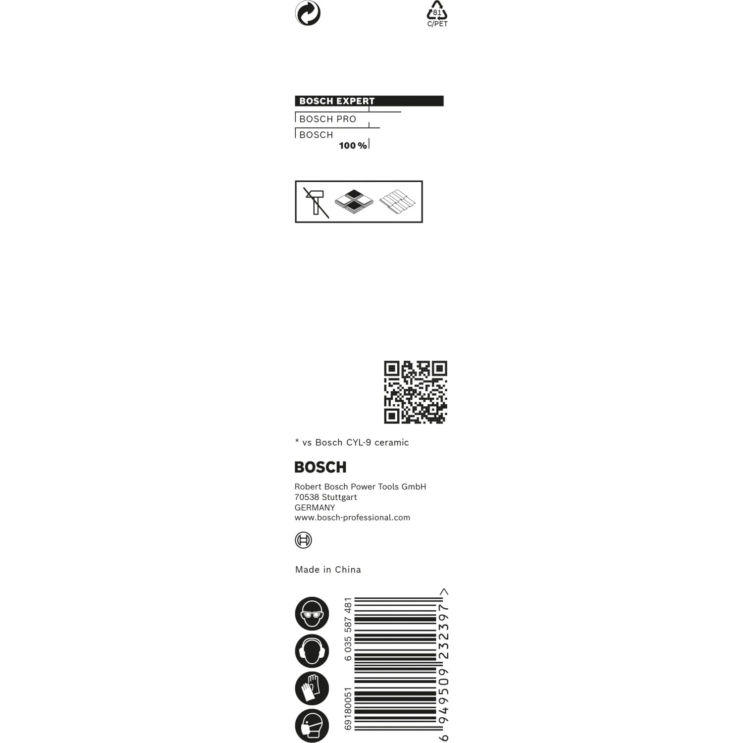 Verpackung Bosch Expert Hard Keramik Bohrer Hex-9 Ø 3 mm, Fliesenbohrer.
