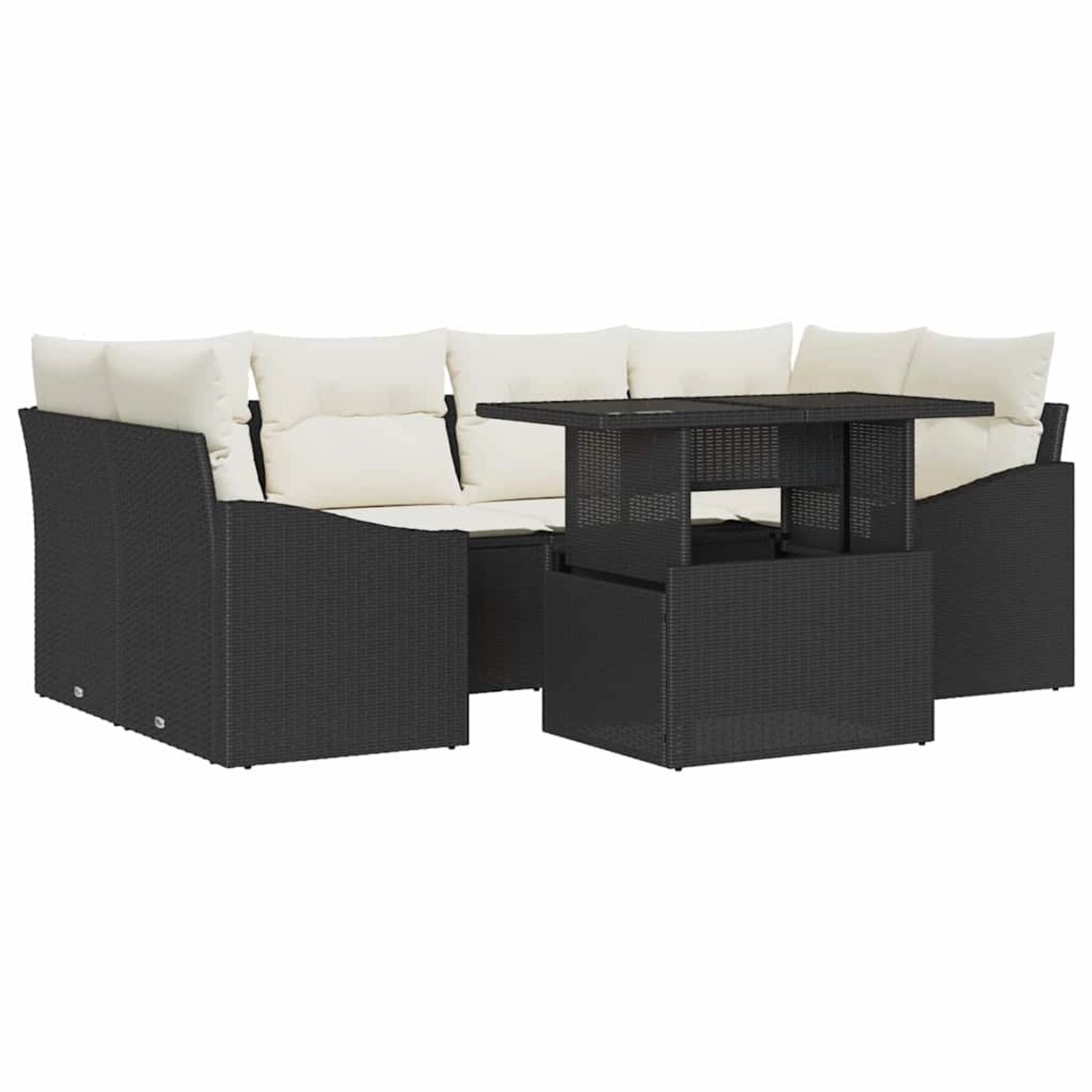 vidaXL Garten-Sofa-Set mit Speicher 7-Tlg Schwarz Poly Rattan 3357670 günstig online kaufen