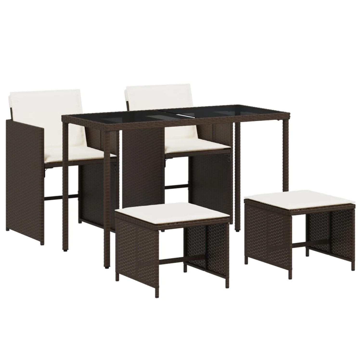 vidaXL 5-Tlg Garten-Essgruppe mit Kissen Braun Poly Rattan 365082 günstig online kaufen
