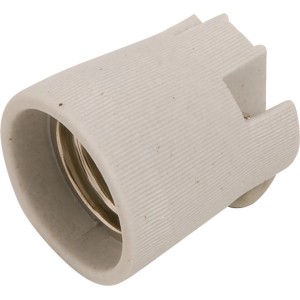 Weiße E27 Lampenfassung aus Porzellan für Lampeninstallationen.