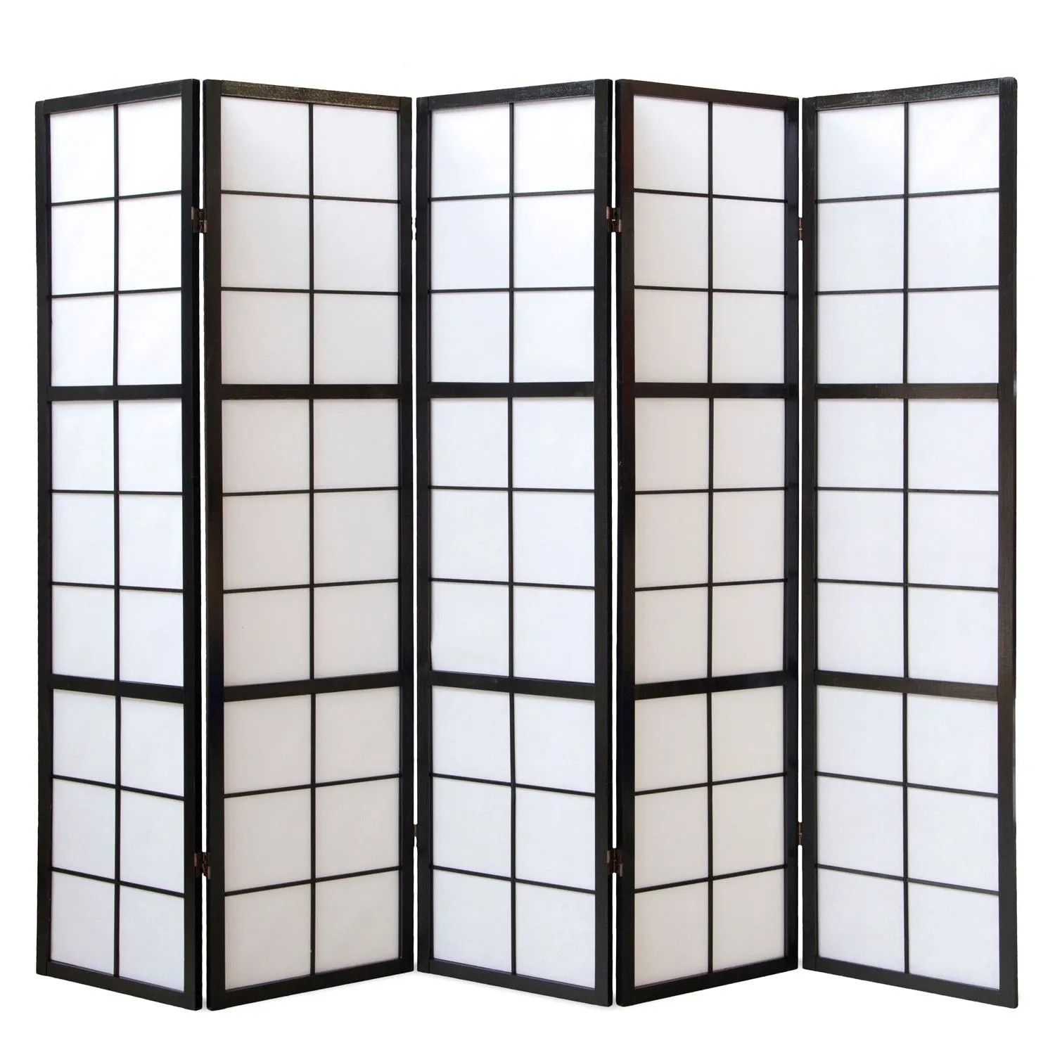 Homestyle4u 5-tlg. Paravent Shoji in Schwarz 220x175 cm 283