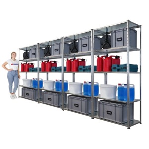 PROREGAL Mega Deal 4x Schraubregal Haldor HxBxT 180x90x40cm Fachlast 100 kg Verzinkt