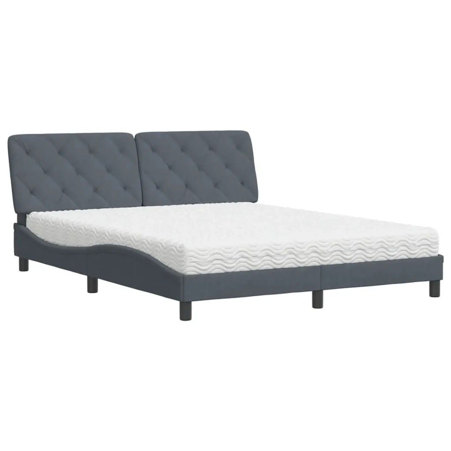 vidaXL Bett mit Matratze Dunkelgrau 160x200 cm Samt 3208665