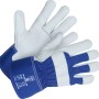 LUX Arbeitshandschuh aus Vollleder, Größe 10, mit blauem Handrücken und weißer Handfläche.