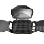 Weber Q 1200 Gasgrill, schwarz, mit offenem Deckel und Gussrost, Top-Ansicht.