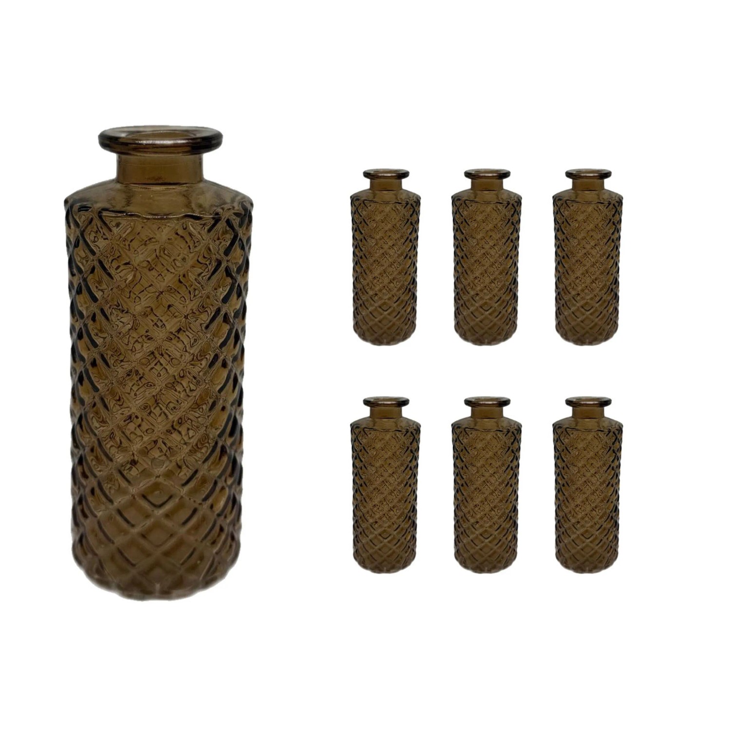 Relaxdays Deko Vasen 6er Set Glas Braun 13 cm x 5 cm 190 g