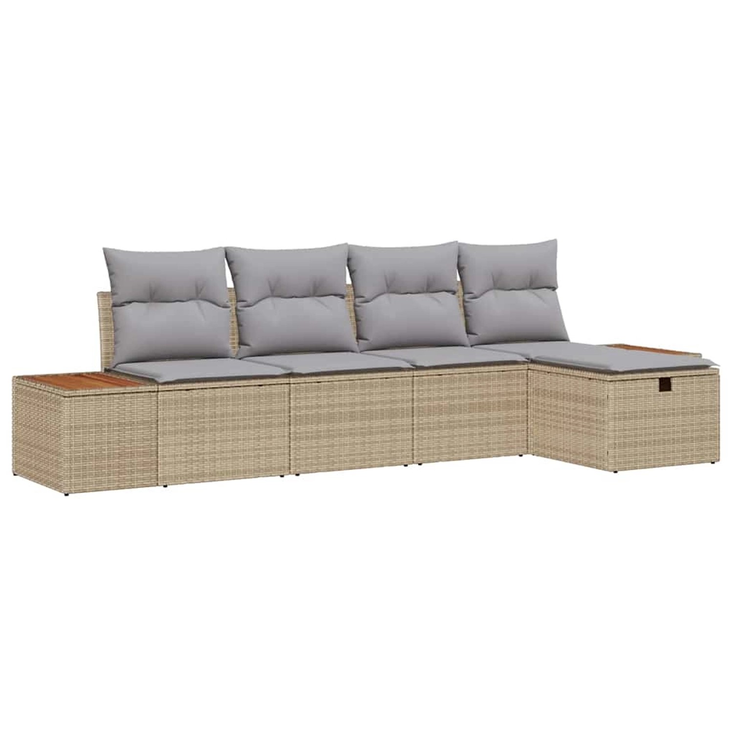 vidaXL Garten-Sofa-Set mit Kissen 5-Tlg Beige Poly Rattan 3359622 günstig online kaufen