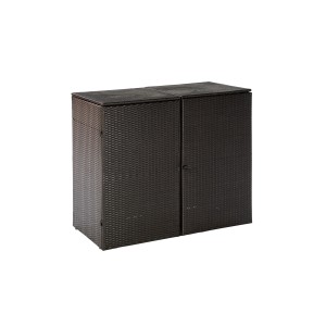 Braune Merxx Mülltonnenbox für 2 Tonnen (80-120 l) aus Stahl und Kunststoffgeflecht.