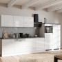 Moderne Held Küchenzeile Gera 360 cm in Weiß/Beton ohne E-Geräte.