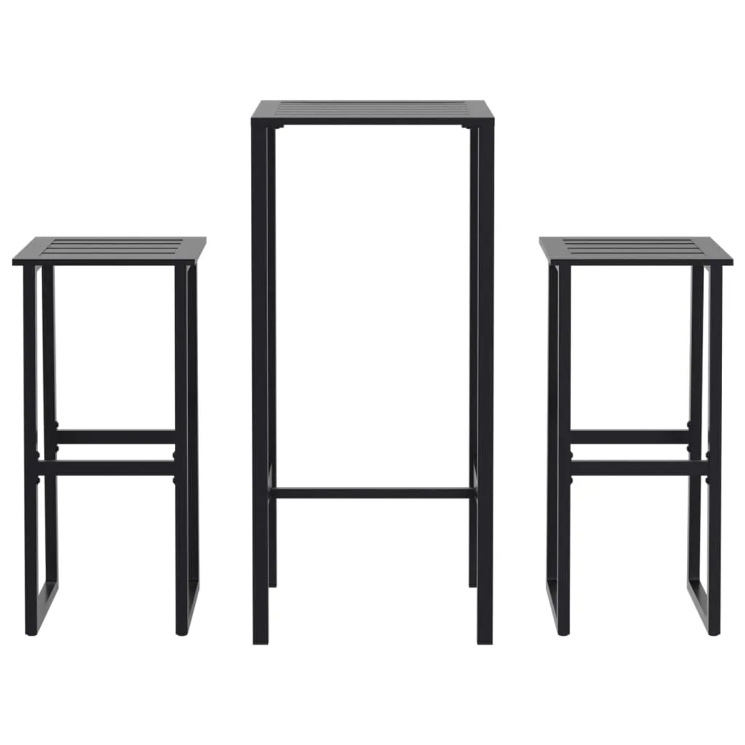 vidaXL 3-tlg Gartenbar-Set Schwarz Pulverbeschichteter Stahl