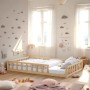 Homestyle4u Kinderbett Natur 120x200 cm mit Rausfallschutz, Lattenrost und Matratze.