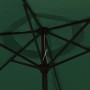 Unterseite eines grünen vidaXL Ampelschirms mit schwarzem Stahlrahmen und sichtbaren Streben für LED-Beleuchtung.