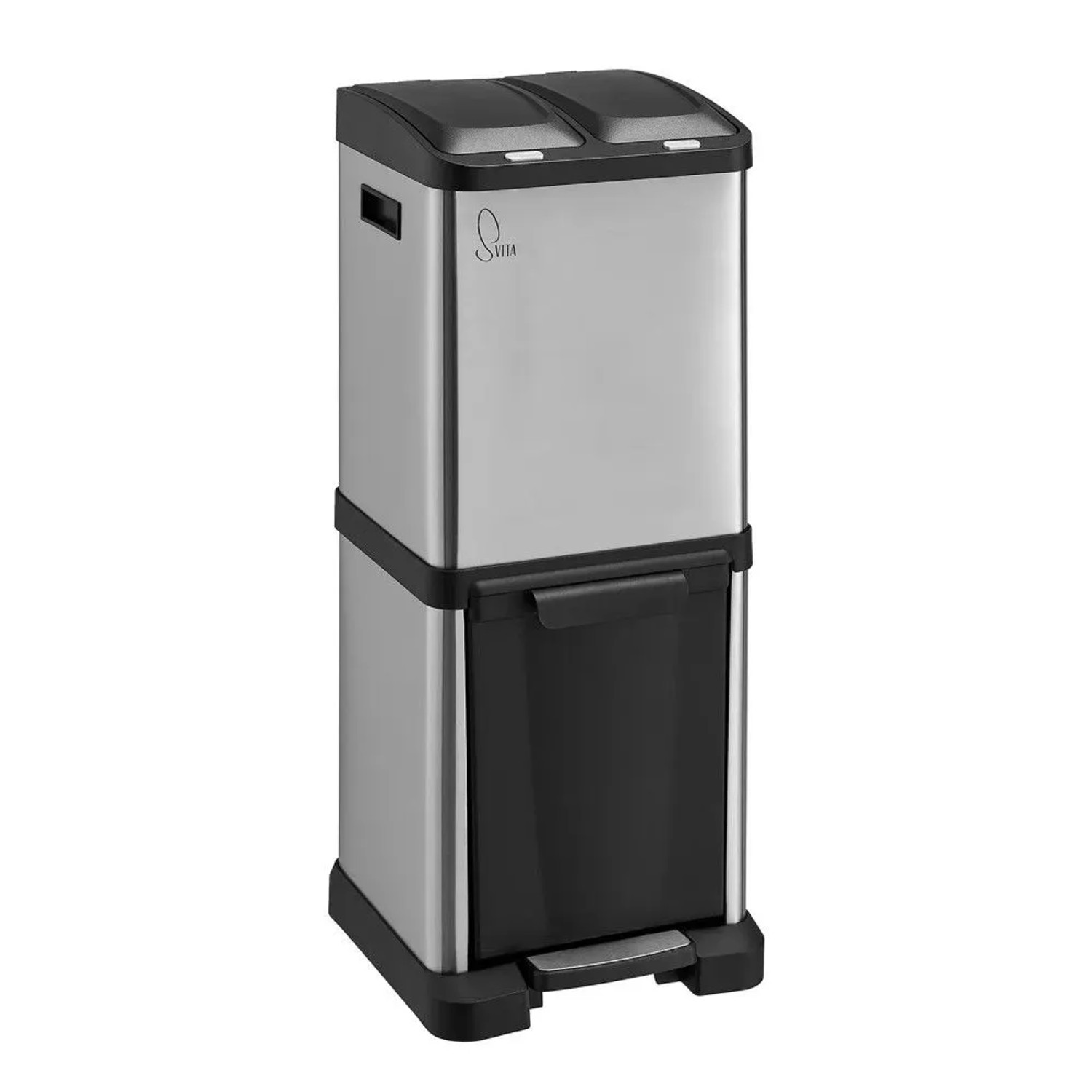 Svita 3xcombo 32L Mülleimer Mülltrennsystem Abfalleimer Mit Fächern Silber