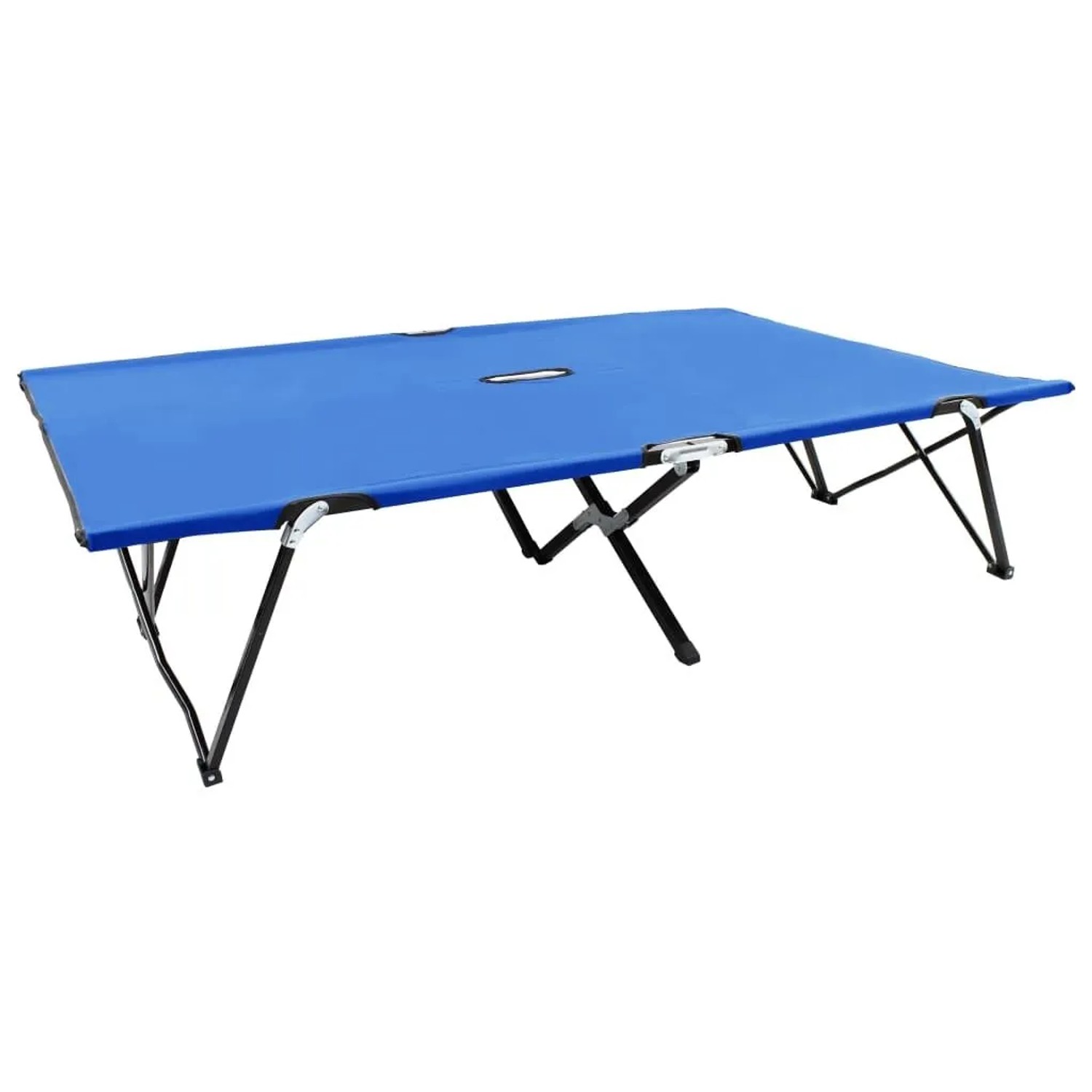 Furnicato Doppelliege Klappbar Campingbett 193x125x40 Cm Blau Stahl Mit 240 Kg Tragfähigkeit