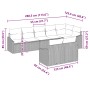 vidaXL Garten-Sofa-Set, 8-teilig, schwarz, Poly Rattan, mit Maßangaben.
