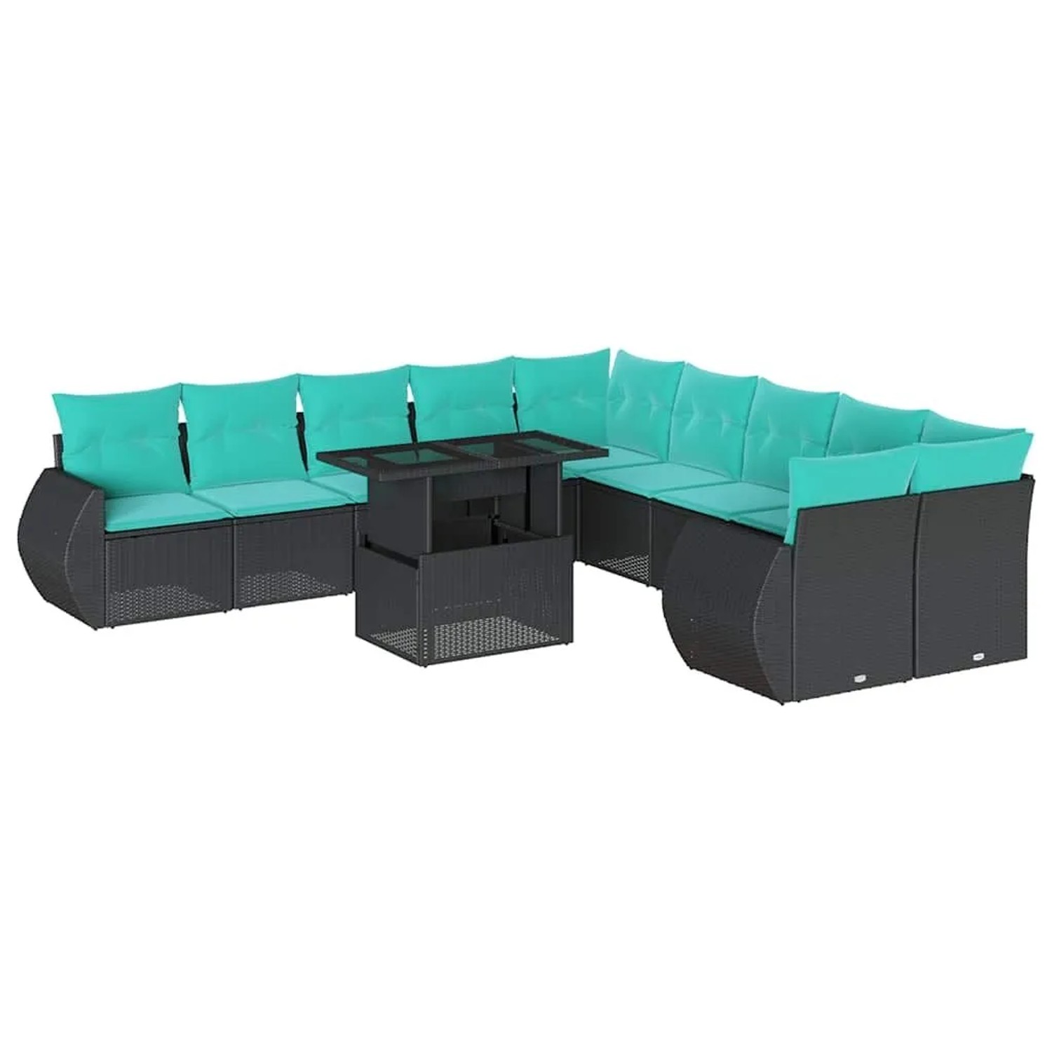 vidaXL 11-Tlg Gartensofa-Set mit Kissen Schwarz Polyrattan 3268797 günstig online kaufen