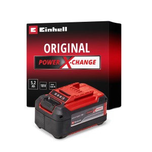 Einhell Power X-Change Akku 18 V 5,2 Ah Plus, rot-schwarz, mit Ladezustandsanzeige.