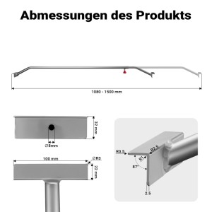 Wiltec 3X Flachplanenbügel Anhänger 108-150Cm Aluminium Flachplane Planenspanner