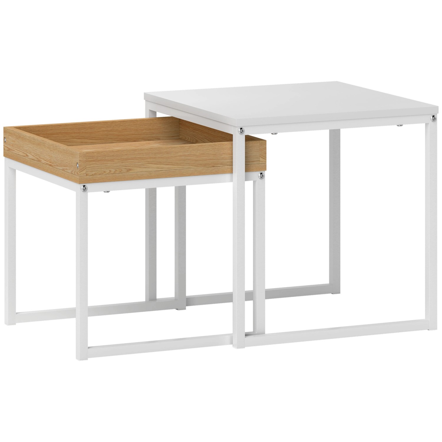 HOMCOM 2er-Set Couchtisch Eckiger Beistelltisch für Wohnzimmer Weiß günstig online kaufen