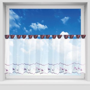 Arsvita Gardinenset, 5-teilig, mit Blumenmuster, für die Küche. Fenstervorhang mit Stangendurchzug.