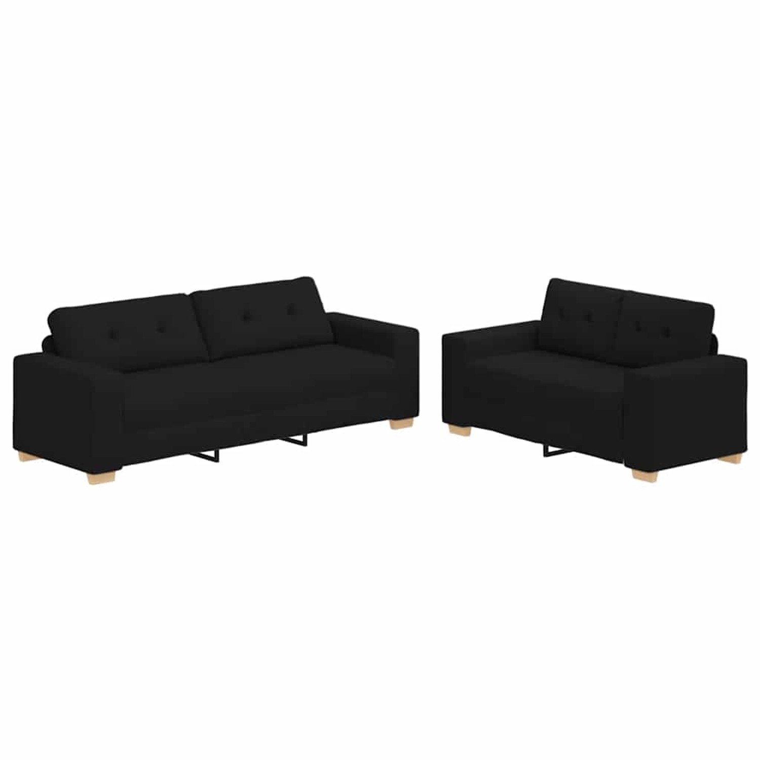 vidaXL 2-Teiliges Sofa-Set mit Kissen Schwarz Stoff 3324712 günstig online kaufen
