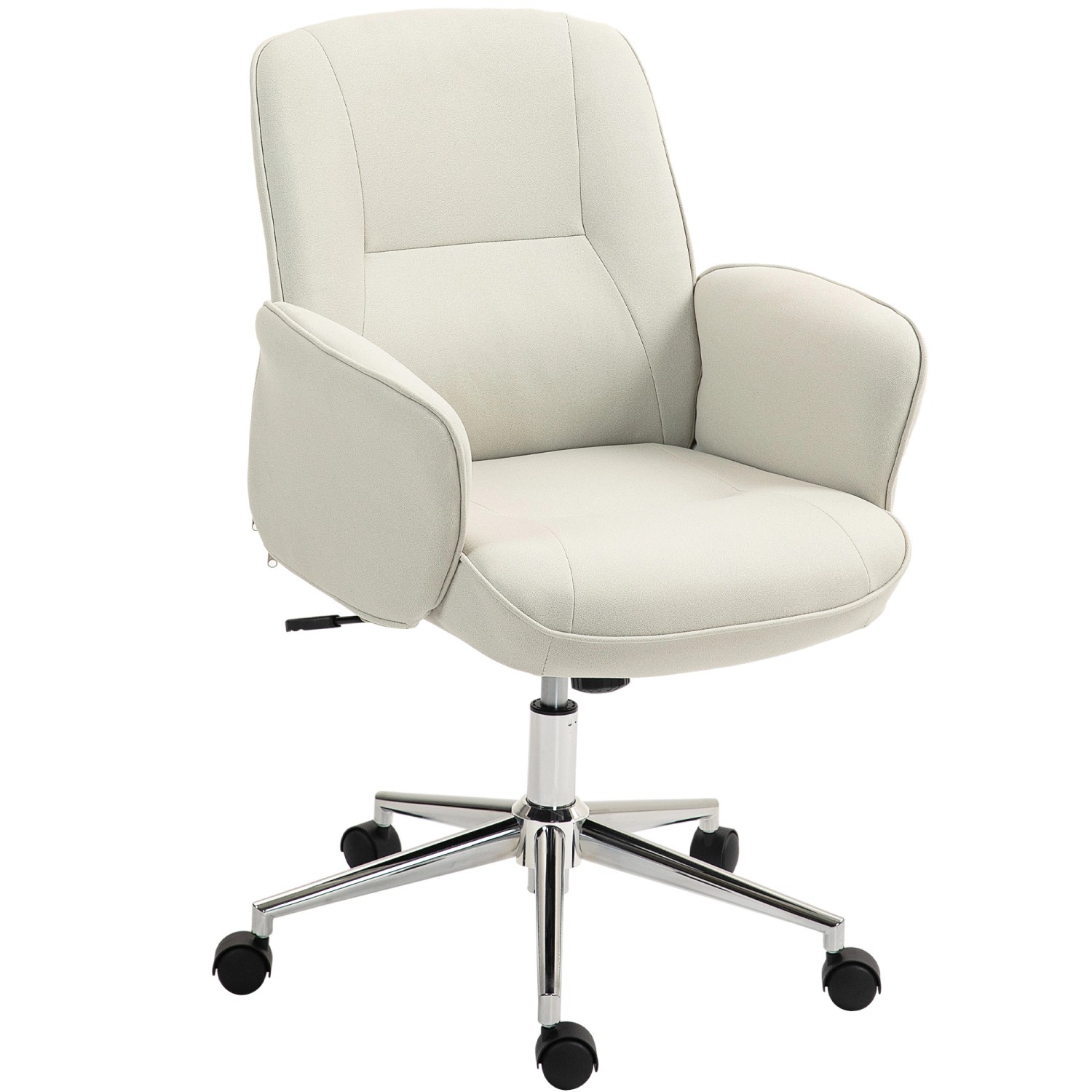 Vinsetto Bürostuhl Mikrofaser Stahl Cremeweiß 67L x 69B x 92-102H cm günstig online kaufen
