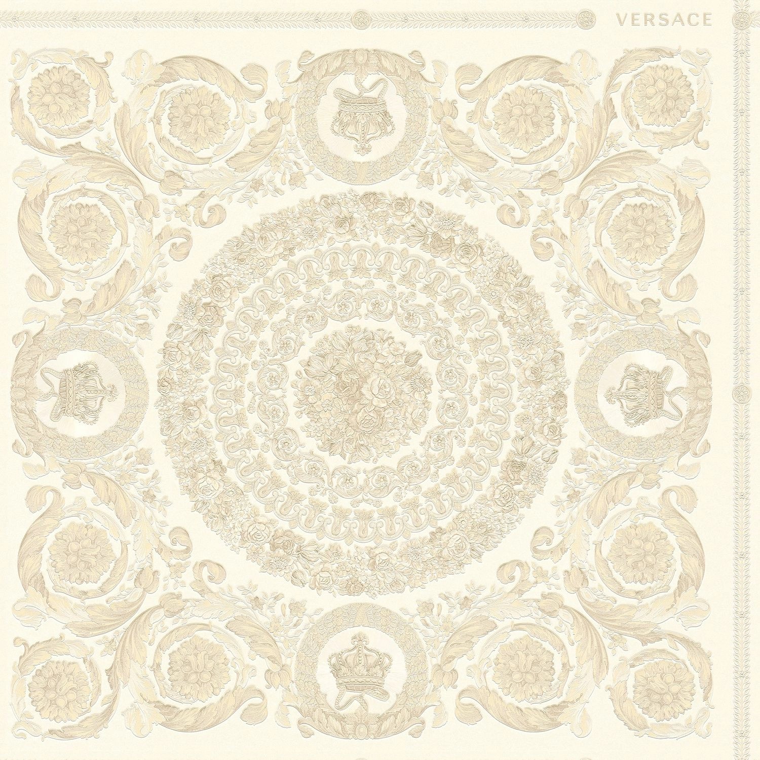PROFHOME 370551-GU Barock Tapete Ornament glänzend Beige Silber Creme 7,035 günstig online kaufen