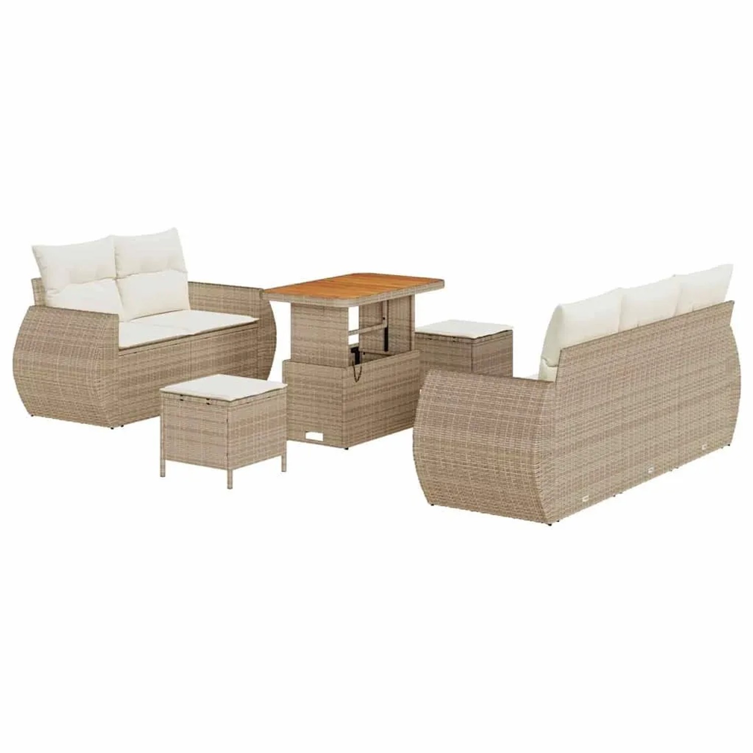 vidaXL Gartensofa-set mit Kissen 8-Tlg Beige und Creme Poly-Rattan 3363771 günstig online kaufen