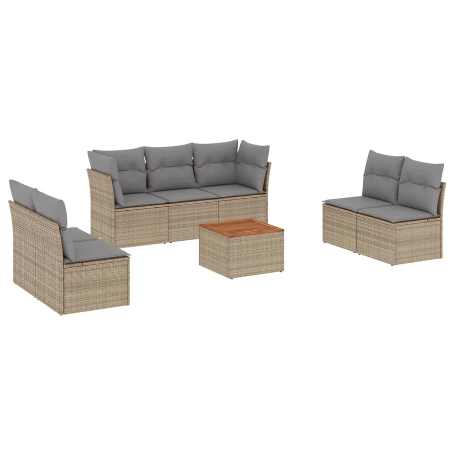 vidaXL 8-Tlg Garten-Sofagarnitur mit Kissen Beige Poly Rattan 3255898 günstig online kaufen