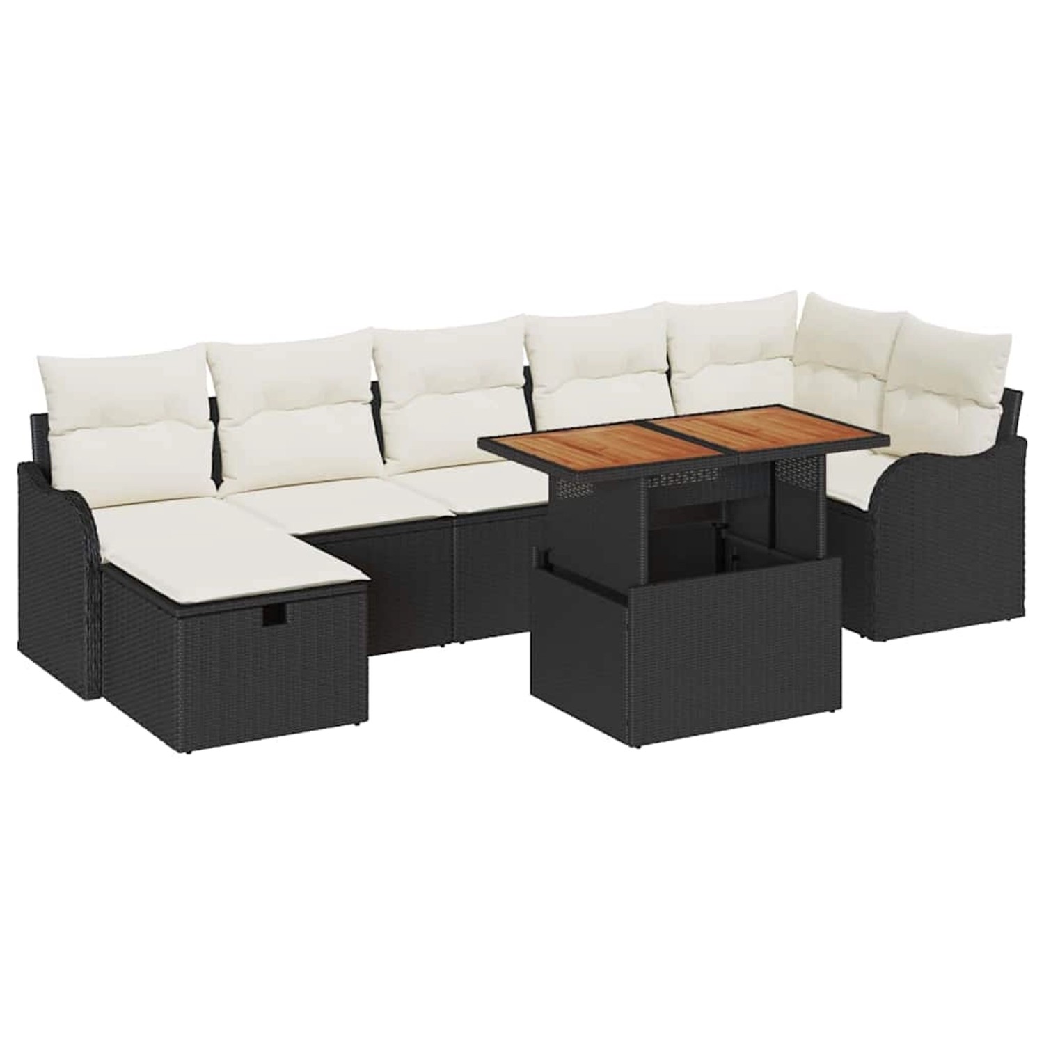 vidaXL Garten-Sofa-Set mit Speicher 8-Tlg Schwarz Poly Rattan 3361278 günstig online kaufen