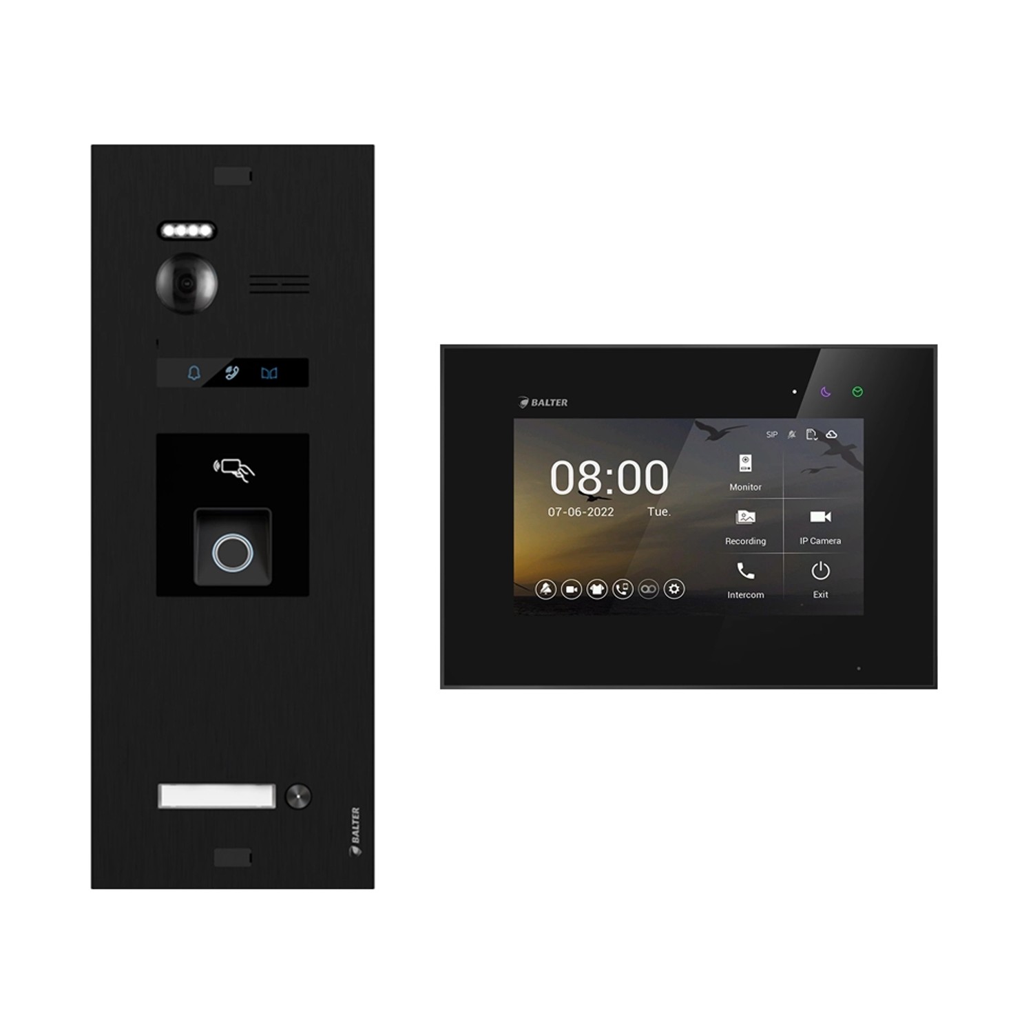 BALTER EVO-HD BLACK Video-Türsprechanlage mit Fingerprint für 1-Familienhaus Schwarz
