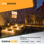 ENOVALITE LED Gartenstrahler 4er Set im Einsatz bei Regen. Warmweiße Bodenleuchten beleuchten eine Treppe im Garten.