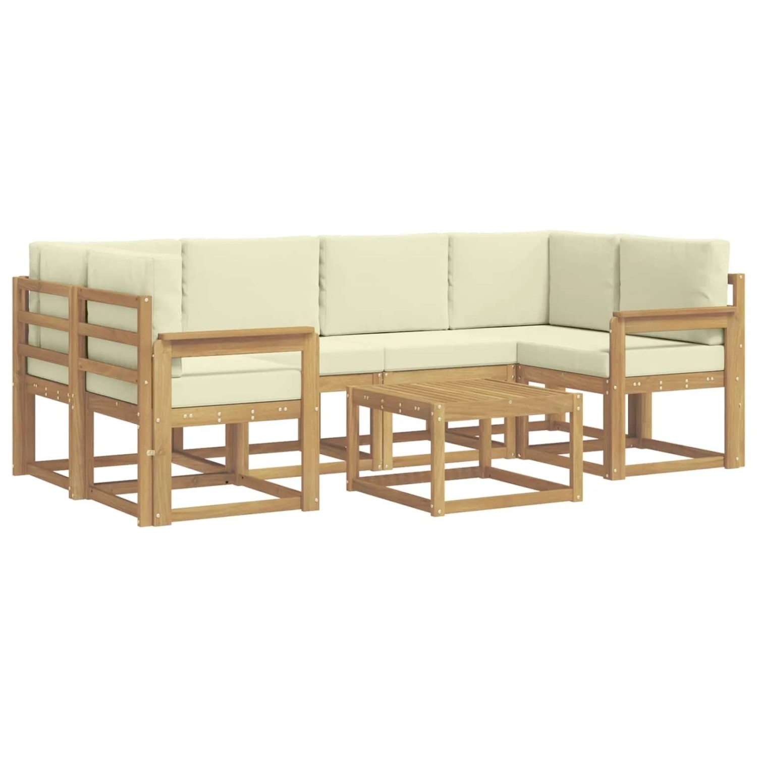 vidaXL Outdoor-Sofagarnitur mit Kissen 7-Tlg Weiß und Creme 3387304