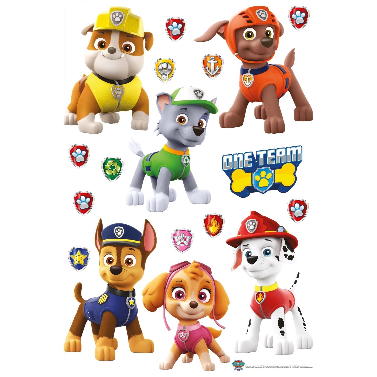 Sanders & Sanders Wandtattoo Paw Patrol Braun Rot und Gelb 42,5 x 65 cm 600 günstig online kaufen