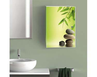 Banjado Medizinschrank Abschließbar – Mit Sonnenaufgang-Motiv, 35x46x15 Cm, Metall