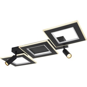 Moderne, dimmbare LED-Deckenleuchte Marian, 2-flammig, schwarz matt mit drehbaren Strahlern.