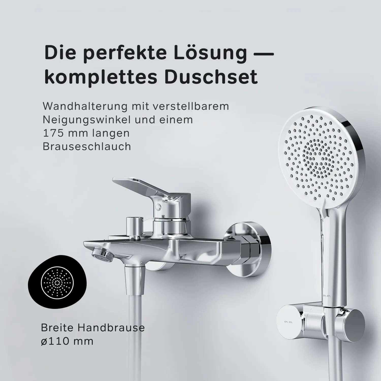 AM.PM Wannenarmatur X-Joy Aufputz mit Handbrause und Halter, Chrom